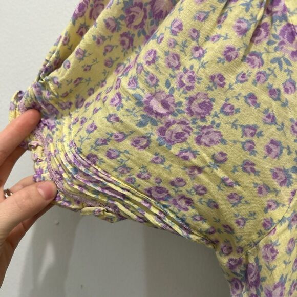 LoveShackFancy Yellow and Purple Regina Cotton Midi Dress Floral Printed Size 10 - Picture 7 of 11